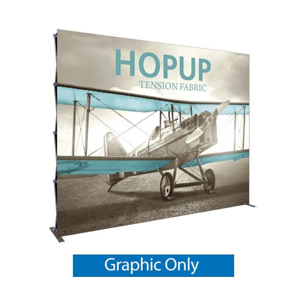 12ft x 10ft Hopup 5x4 Tension Fabric Collapsible Backdrop Banner (w/o Endcaps) Graphic Only. Hopup is a perfect accent for trade show and event spaces of any size. A wheeled carry bag simplifies shipping and transportation.