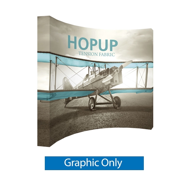 12ft x 10ft Hopup 5x4 Curved Tension Fabric Banner (w/o Endcaps) Graphic Only. Hopup is a perfect accent for trade show and event spaces of any size. A wheeled carry bag simplifies shipping and transportation.