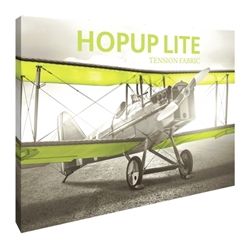 10ft Hopup Lite 4x3 Straight Fabric Display Kit with Full Fitted Graphic. Hopup Lite 3x3 features an economy aluminum frame and hook and loop-applied, straight fabric mural with or without endcaps.