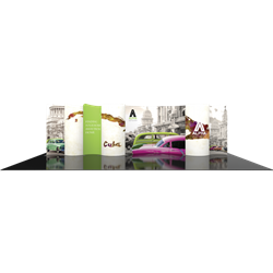 30ft Modulate Backwalls with Magnetic frames are a stylish way to display media at any tradeshow, event, retail or expo. These trade show displays feature unique angles & shapes that can be changed to create new booths! Portable & easy to assemble.