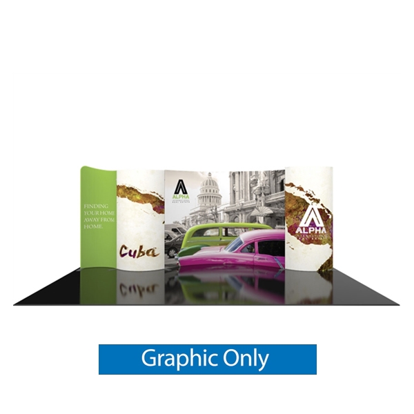 Replacement stretch fabric pillowcase graphics for 20ft Modulate Fabric Backwall displays. These stylish exhibits are a great way to display your branding at any tradeshow, event, retail, corporate spaces or expo.  Create new designs year after year.  