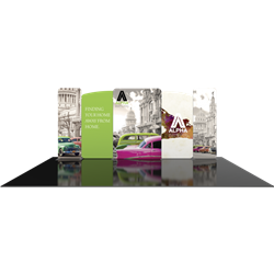 20ft Modulate Backwalls with Magnetic frames are a stylish way to display media at any tradeshow, event, retail or expo. These trade show displays feature unique angles & shapes that can be changed to create new booths! Portable & easy to assemble.