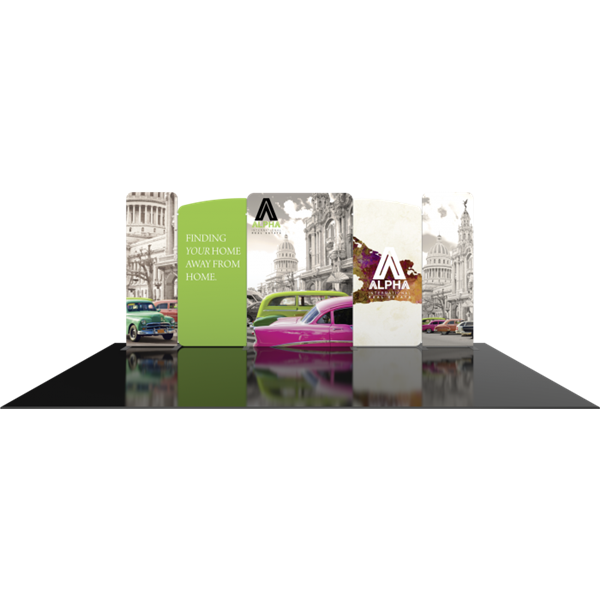 20ft Modulate Backwalls with Magnetic frames are a stylish way to display media at any tradeshow, event, retail or expo. These trade show displays feature unique angles & shapes that can be changed to create new booths! Portable & easy to assemble.