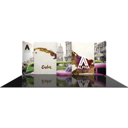 20ft Modulate Backwalls with Magnetic frames are a stylish way to display media at any tradeshow, event, retail or expo. These trade show displays feature unique angles & shapes that can be changed to create new booths! Portable & easy to assemble.