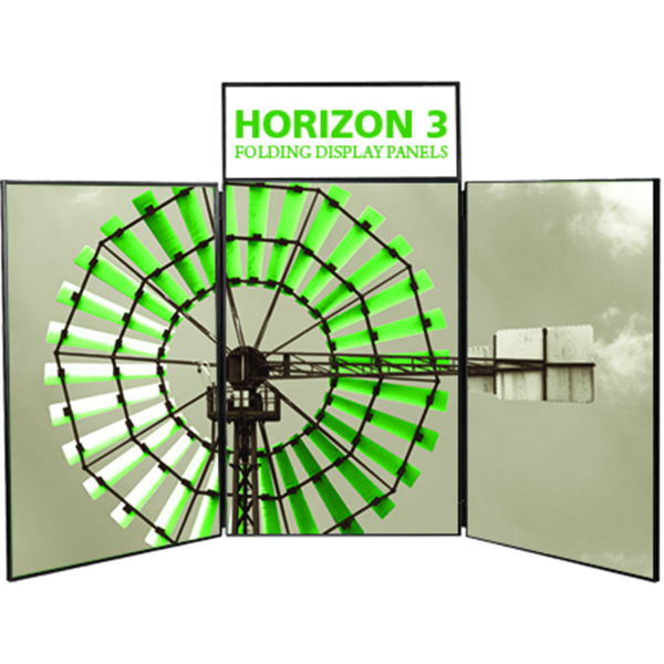 5ft Horizon 3 Folding Display Panel System is a quick to set up, easy to use display system created specifically to hold your custom graphics. Available in several shapes and sizes, you can find the Horizon that is right for you.