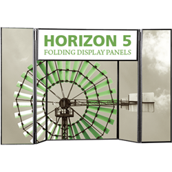 6ft Horizon 5 Folding Display Panel System is a quick to set up, easy to use display system created specifically to hold your custom graphics. Available in several shapes and sizes, you can find the Horizon that is right for you.