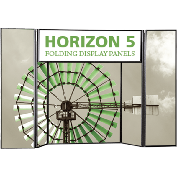 6ft Horizon 5 Folding Display Panel System is a quick to set up, easy to use display system created specifically to hold your custom graphics. Available in several shapes and sizes, you can find the Horizon that is right for you.