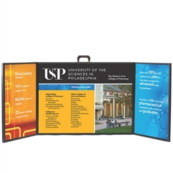 Voyager Mini 3 Panel Briefcase Tabletop Display is one of the most compact and convenient methods of promoting your business at trade shows and exhibitions. Table top displays for trade show features fabric panels of varying sizes and shapes.