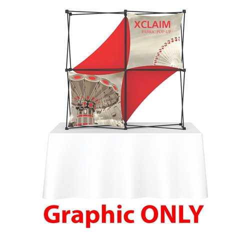 Replacement Fabric for 5ft Xclaim 3-D PopUp Table Top Display Kit 03. Portable tabletop displays and exhibits. Several different styles are available, including pop up frames with stretch fabric or fold up panels with custom graphics.