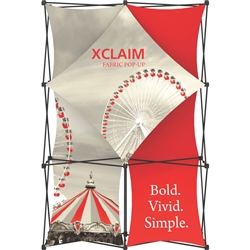 5ft Xclaim Full Height Fabric Popup Display Kit 01 with Full Fabric Graphics. Portable displays and exhibits. Several different styles are available, including pop up frames with stretch fabric or fold up panels with custom graphics.