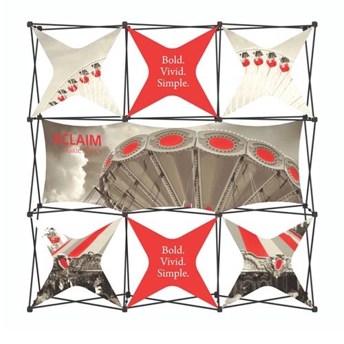 8ft Xclaim Full Height Fabric Popup Display Kit 06. Portable displays and exhibits. Several different styles are available, including pop up frames with stretch fabric or fold up panels with custom graphics.
