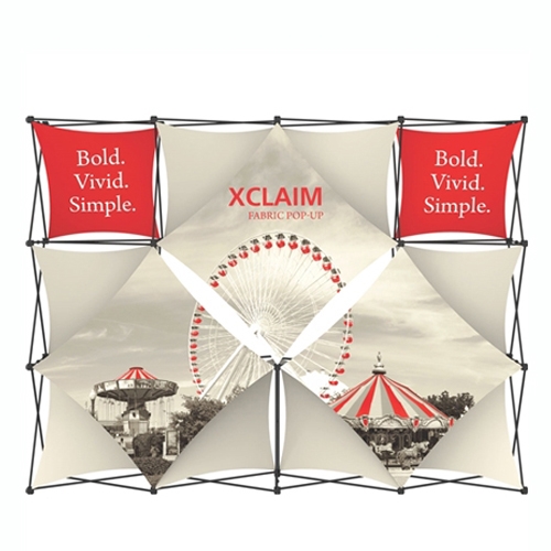 10ft Xclaim Full Height Fabric Popup Display Kit 05. Portable displays and exhibits. Several different styles are available, including pop up frames with stretch fabric or fold up panels with custom graphics.