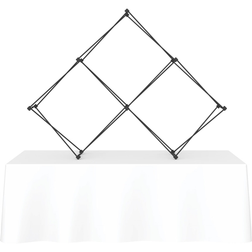 8ft Xclaim Tabletop 3 Quad Pyramid Fabric Popup Display Kit 01 Frame Only. Portable tabletop displays and exhibits. Several different styles are available, including pop up frames with stretch fabric or fold up panels with custom graphics.