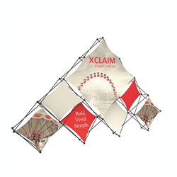 14ft Xclaim 10 Quad Pyramid Fabric Popup Display Kit 03 with Full Fabric Graphics. Portable displays and exhibits. Several different styles are available, including pop up frames with stretch fabric or fold up panels