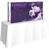 5ft Embrace Tabletop Push-Fit Tension Fabric Display with Front Graphic. Portable tabletop displays and exhibits. Several different styles are available, including pop up frames with stretch fabric or fold up panels with custom graphics.