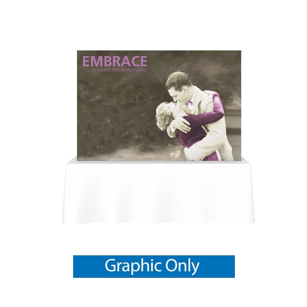 Replacement Fabric for 8ft Embrace Tabletop Tension Fabric Display w/ Front Graphic. Portable tabletop displays and exhibits. Several different styles are available, including pop up frames with stretch fabric or fold up panels with custom graphics.