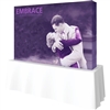 8ft Embrace Square Tabletop Push-Fit Tension Fabric Display with Full Fitted Graphic. Portable tabletop displays and exhibits. Several different styles are available, including pop up frames with stretch fabric or fold up panels with custom graphics.
