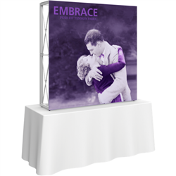 5ft x 5ft Embrace Square Tabletop Push-Fit  with Single-Sided Front Graphic. Portable tabletop displays and exhibits.
