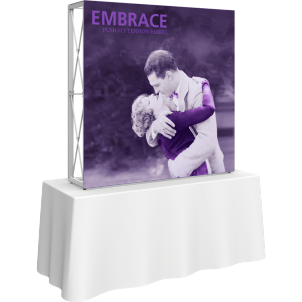 5ft x 5ft Embrace Square Tabletop Push-Fit  with Single-Sided Front Graphic. Portable tabletop displays and exhibits.