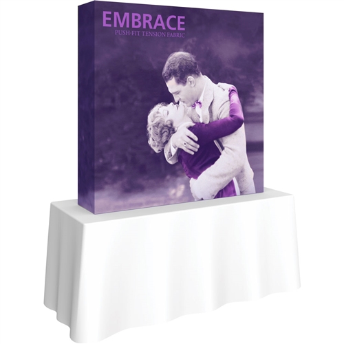 5ft x 5ft Embrace Square Tabletop Push-Fit  with Single-Sided Full Fitted Graphic. Portable tabletop displays and exhibits.