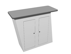 The vibe counter 03 is an excellent addition to a variety of backwall displays and exhibits. Use this sturdy, stand alone counter in a variety of situations to display your products and literature as well as house items inside two locking doors.