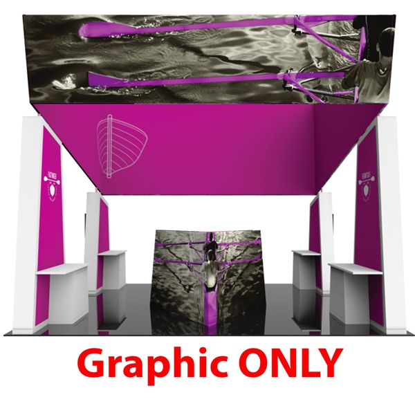 Formulate Fusion 11 Graphic Only features structures that combine the latest developments in fabric printed technology with heavy-duty aluminum frames to create a space that fosters great traffic flow and conversation areas. The 12ft tall center fabric to
