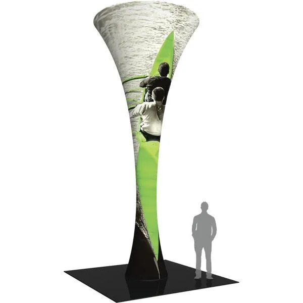 20ft Formulate Funnel Fabric Graphic Tower Display are a great way to draw attention and captivate your audience at tradeshows, special events, or in a permanent environments. Formulate funnels have an hourglass shape, come in 20ft, 16ft and 12ft heights