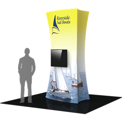 10ft Formulate Fabric Tower 01 with Monitor Mount are highly effective 360-degree media enabling you to present a wide variety of solutions. Tower stretch fabric tower structures are designed to impress in in lobbies, showrooms, retail and other venues.