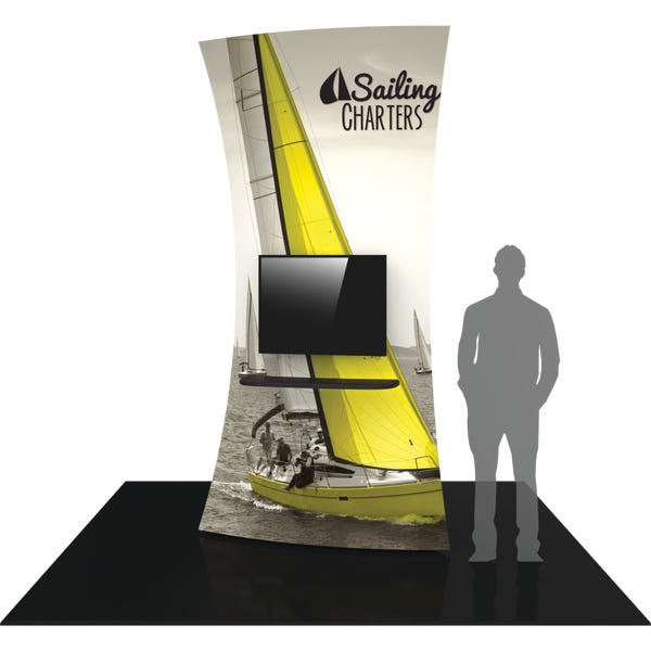 10ft Formulate Fabric Tower with 2 Medium Monitor Mount are highly effective 360-degree media enabling you to present a wide variety of solutions. Tower stretch fabric tower structures are designed to impress in in lobbies, showrooms, retail and other ven