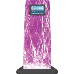 Formulate iPad Tablet Kiosk 04 Stand with Graphic. Formulate iPad Stands are a series of banner displays that incorporate either a TV Monitor, iPad Tablet or both.  The popularity of incorporating an iPad or TV monitor into a trade show booth has increase