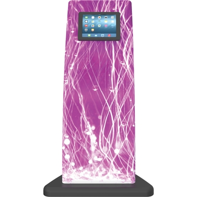 Formulate iPad Tablet Kiosk 04 Stand with Graphic. Formulate iPad Stands are a series of banner displays that incorporate either a TV Monitor, iPad Tablet or both.  The popularity of incorporating an iPad or TV monitor into a trade show booth has increase