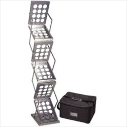 Silver ZedUP 1 Silver Collapsible Literature Rack Display comes complete with its own handy carrying bag or with an optional Hard Shipping Case. Folding Literature Racks, or collapsible literature racks are a breeze to set up without any tools required.