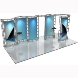 This 10 x 20 custom trade show truss system will help you stand out at the next trade show, drawing attention from across the exhibit floor.  Truss exhibits are one of the most structurally elaborate trade show displays.  They are popular with exhibitors