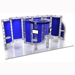 This 10 x 20 custom trade show truss system will help you stand out at the next trade show, drawing attention from across the exhibit floor.  Truss exhibits are one of the most structurally elaborate trade show displays.  They are popular with exhibitors