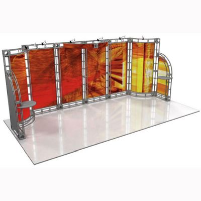 This 10 x 20 custom trade show truss system will help you stand out at the next trade show, drawing attention from across the exhibit floor.  Truss exhibits are one of the most structurally elaborate trade show displays.  They are popular with exhibitors