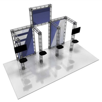 This 10 x 20 custom trade show truss system will help you stand out at the next trade show, drawing attention from across the exhibit floor.  Truss exhibits are one of the most structurally elaborate trade show displays.  They are popular with exhibitors