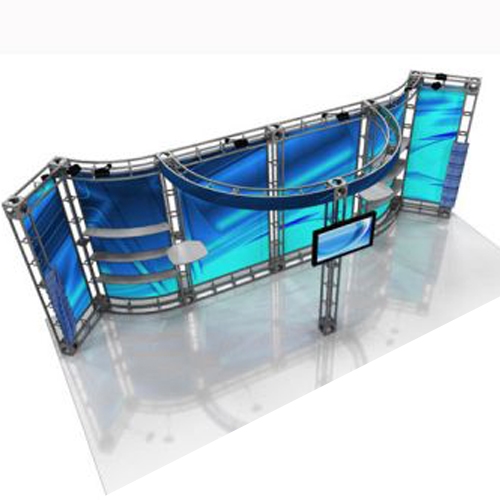 This 10 x 20 custom trade show truss system will help you stand out at the next trade show, drawing attention from across the exhibit floor.  Truss exhibits are one of the most structurally elaborate trade show displays.  They are popular with exhibitors