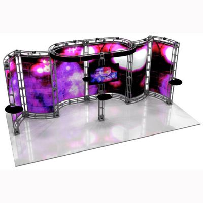 This 10 x 20 custom trade show truss system will help you stand out at the next trade show, drawing attention from across the exhibit floor.  Truss exhibits are one of the most structurally elaborate trade show displays.  They are popular with exhibitors