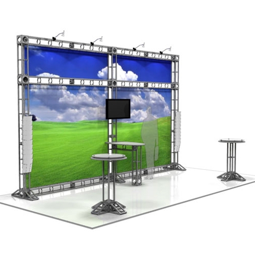 This 10 x 20 custom trade show truss system will help you stand out at the next trade show, drawing attention from across the exhibit floor.  Truss exhibits are one of the most structurally elaborate trade show displays.  They are popular with exhibitors