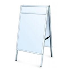 22in x 28in Perfex Aluminum Folding Silver A Frame Signholder with Header. Perfect for exhibits, retail, restaurants, trade shows and malls. Promote your business with these sidewalk signs, real estate signs and A-frame signs.