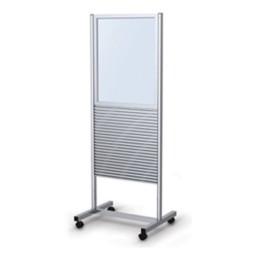 25in x 70in  Portable Slatwall Stand Two-Sided with Frame for the Exhibit and P.O.P Industries, Retail, Factory, Garage & More. These sleek, anodized aluminum Slatwall Stands from Testrite are a sharp, modern display solution for any trade fair exhibition