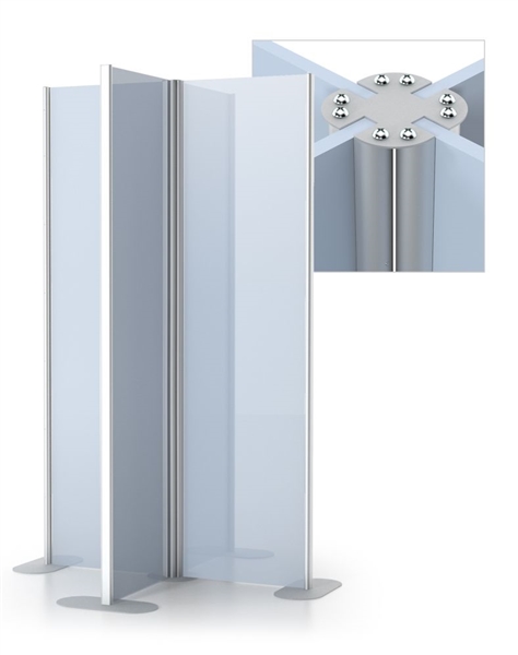 72in 4-Way Upright Skyscraper Mightee Mounts Silver Sign Holder is a quick and easy sign display to recommend to your customers. Skyscraper Mighty Mounts are extra sturdy floor rigid graphic stands for tall rigid graphics.