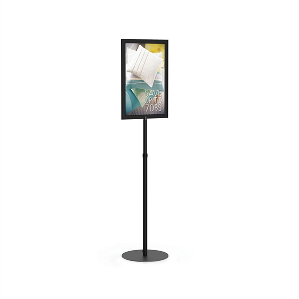 Perfex Pedestal Square Base Fixed Pole Sign Frame designed to get your marketing message noticed on the trade show or retail floor. These store displays hold 11in x 17in custom graphics that are easy to replace & update.