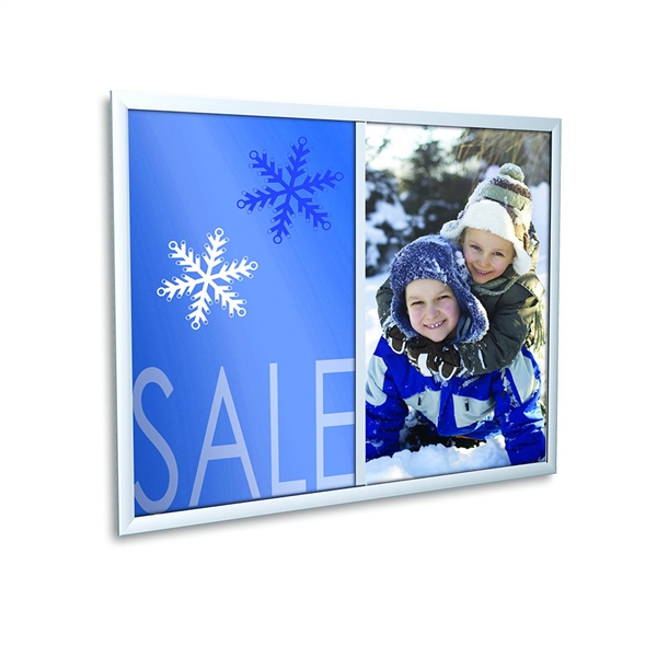 EasyOpen  Black Snap Frame designed to get your marketing message noticed on the trade show or retail floor. These store displays hold 8in x 10in custom graphics that are easy to replace & update.