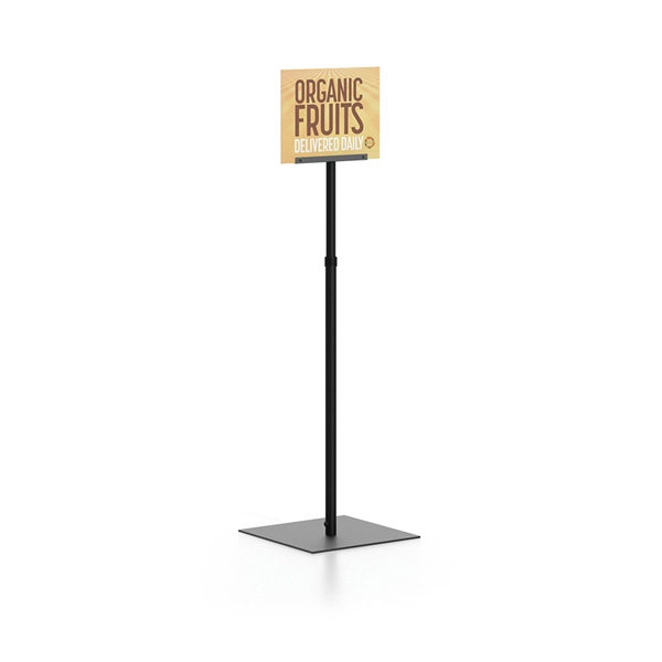 U Channel Shovel Base Telescopic Stand designed to get your marketing message noticed on the trade show or retail floor. These store displays hold 8in custom graphics that are easy to replace & update.