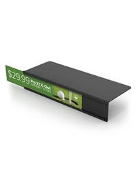 Side Load Metal Shelf Talker Black designed to get your marketing message noticed on the trade show or retail floor. These store displays hold 7in x 2in custom graphics that are easy to replace & update.
