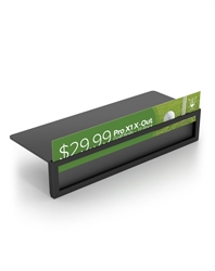 Top Load Metal Shelf Talker Black designed to get your marketing message noticed on the trade show or retail floor. These store displays hold 7in x 2in custom graphics that are easy to replace & update.