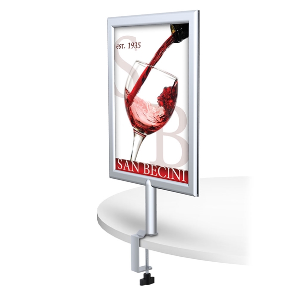 CounterTop Perfex Clamp-On Frame designed to get your marketing message noticed on the trade show or retail floor. These store displays hold 11in x 14in custom graphics that are easy to replace & update.