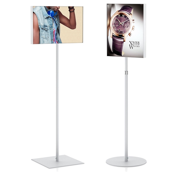Magnetic Pedestal Receptive Telescopic designed to get your marketing message noticed on the trade show or retail floor. These store displays hold 11in x 14in custom graphics that are easy to replace & update.