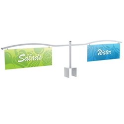 Stellar Aisle Double Wing "U" Base Marker designed to get your marketing message noticed on the trade show or retail floor. These store displays hold 24in custom graphics that are easy to replace & update.